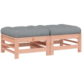 vidaXL Gartenhocker mit Kissen 2 Stk. Massivholz Douglasie - Braun