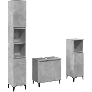 vidaXL 3-tlg. Badmöbel-Set Betongrau Holzwerkstoff - Grau