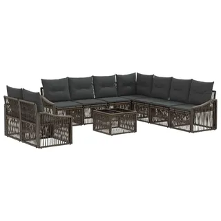 vidaXL Gartensofa-set 10 stk. Grau Poly-Rattan - Grau