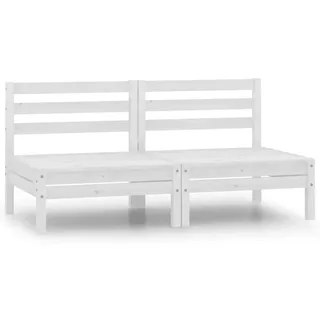 vidaXL 2-Sitzer-Gartensofa Weiß Kiefer Massivholz - Weiß