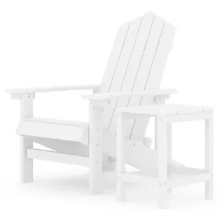 Adirondack-Gartenstuhl mit Tisch HDPE Weiß - Weiß