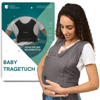 Koala Babycare Tragetuch Baby Neugeborene - Einfach Anzuziehen für Mütter und Väter - Babytrage Multi-Use Bis 9kg - Babytragetuch Anthrazitgrau