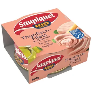 Saupiquet Rio Mare Thunfisch-Filets in Olivenöl MSC zertifiziert, Feinstes Olivenöl, Echter italienischer Geschmack, 160g