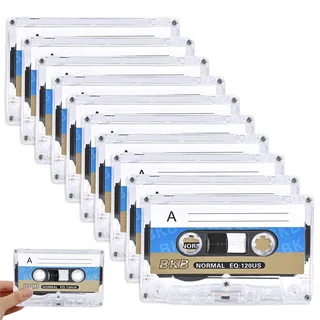 10 Stück Audio Kassetten Leer: WIYETY Rauscharm Audiokassetten, 60 Min Musikkassette, Transparenter Kunststoff-Kassettenbandhülle für Vorlesungen Seminare Alltägliche Aufnahmen