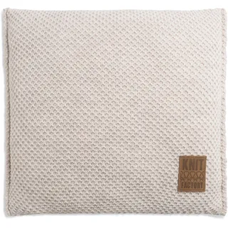 KNIT FACTORY - Lynn Kissen - Beige - 50x50 cm | Sofakissen mit Füllung und Bezug - Couchkissen - Zierkissen - Grob gestrickter Dekokissen - Zeitloses Design