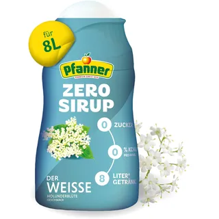 Pfanner Zero Sirup Der Weisse (1 x 57 ml) – Zuckerfreier Getränkesirup für 8 L Eistee – kalorienfrei & ohne Zucker – Pfanner Eistee Zitrone Holunderblüte Geschmack