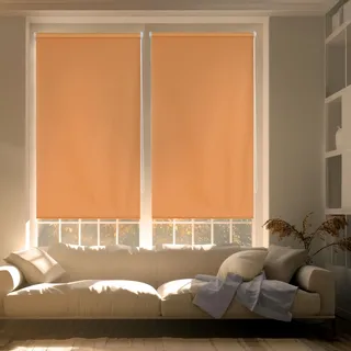 Blindecor Zeus | Verdunklungsrollo ohne bohren - Orange, 62 x 180 cm (BxH) | Stoffgröße 59 x 175 cm. Klemmfix thermorollo für fenster