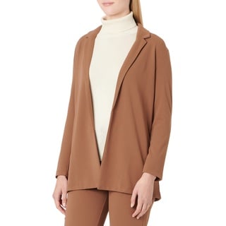 JdY Eleganter Blazer Langarm Basic Cardigan Business Jacke Mantel ohne Verschluss JDYGEGGO, Farben:Braun, Größe:S