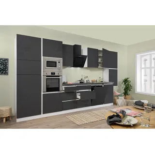 Küchenzeile Lorena Doppelblock 395 cm E-Geräte grau hochglänzend