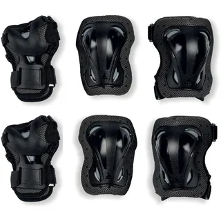 Rollerblade Skate Gear 3 PACK, Inline Skate Schutzausrüstung, Schonerset für Ellbogen, Knie und Hand für Kinder, Jungen & Mädchen, Schwarz, XXS