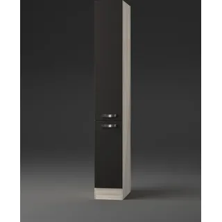 Küchen Hochschrank mit Apothekerauszug Faro HFZ306-9 in anthrazit 30 cm breit - Dunkelgrau