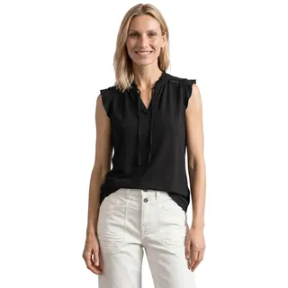 Street One Top mit Strukturmix und Crochet-Details Black 40