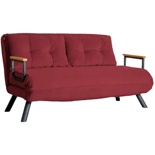 Dmora Schlafsofa 2-Sitzer Merak 133x78 cm Rot, Stauraum