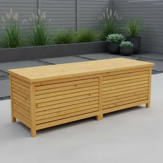 Gartentruhe Holz Braun Kissenbox Auflagenkiste Aufbewahrung Terrasse Outdoor - Braun