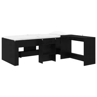 vidaXL Hochbett mit Schreibtisch für Kinder 2 Stk. Schwarze Eiche - Schwarz