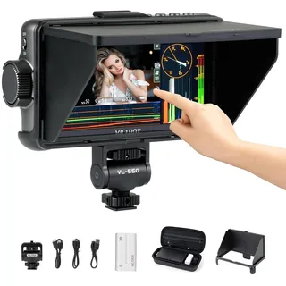 VILTROX 1200nits 4K HDMI Video Monitor Feldmonitor, Touchscreen 3D LUT Tragbarer Video-Feldmonitor Kit mit Akku, Kamera-RGB-Parade Histogramm Waveform Focus Assist Monitor (DC-550 Pro)