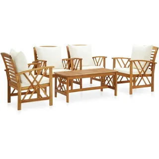 vidaXL 5-tlg. Garten-Lounge-Set mit Auflagen Massivholz Akazie