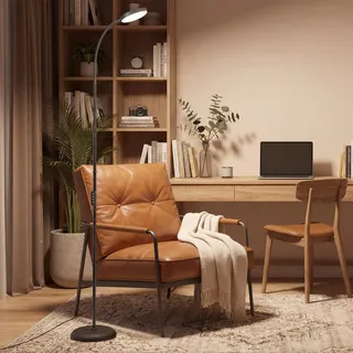 VASAGLE Stehlampe LED Dimmbar Leselampe 360° Drehbar für Wohnzimmer 22 x 22 x 170 cm Schwarz - Schwarz