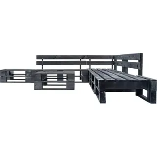 vidaXL 6-tlg. Garten-Paletten-Sofagarnitur Schwarz Holz - Schwarz