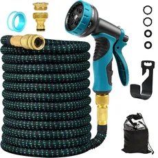 Eozfly Flexibel Gartenschlauch, 100FT 30M Flexibler Wasserschlauch 1/2 3/4 zoll Garden Hose Schlauch mit 10 Funktionen Brause Adaptern, Dehnbarer FlexiSchlauch für Gartenbewässerung, Autowäsche, Yard