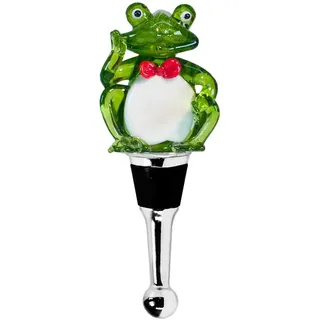 EDZARD Flaschenverschluss Frosch (Höhe 11 cm) Handarbeit | für Champagner, Wein und Sekt, im Stil traditioneller Glaskunst, kleine Unebenheiten möglich, Partydeko, Tischdeko