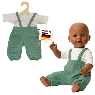 Heless Latzhose Öko Set Puppe, salbei, 35-45 cm