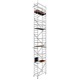ALTEC Rollfix 2.0 Rollgerüst fahrbar, 10m Arbeitshöhe, inkl. Wandanker | Fahrbares Gerüst aus Aluminium, Baugerüst zertifiziert, 200 kg/m2 Traglast, DIN EN 1004-1, ISO 9001:2015