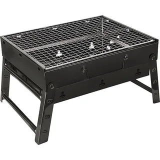 35x27x20 cm Holzkohlegrill Tragbar, Klappgrill, tragbarer Koffergrill, BBQ Faltgrill für Camping, Picknicks, Urlaub, Strandpartys und andere Outdoor-Aktivitäten, Reisegrill, Koffergrill - Schwarz