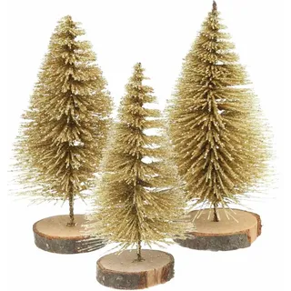Goldene Mini Tannenbäume Tischdeko Weihnachten H7cm 6er Set - Gold