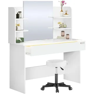 Schminktisch Lucia Weiß 140x110x40cm mit Rollhocker