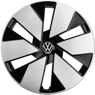 Volkswagen 10A071458BWZG Radkappen (4 Stück) Radzierblenden 18 Zoll Stahlfelgen Radblenden Bicolor, schwarz/Silber