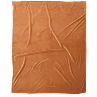 TOM TAILOR Wellsoft Decke, 150x200 cm, 100% Polyester/ Wellsoft, gesäumt mit Logostickerei, WELLSOFT BLANKET Orange (Warm Coral)