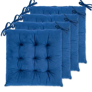 WONDER MIRACLE Sitzkissen/Stuhlkissen, für Esszimmerstühle, Bürostuhl, Boden, maschinenwaschbar und trocknergeeignet (Flanell, 40,6 x 40,6 cm, Marineblau), 4 Stück