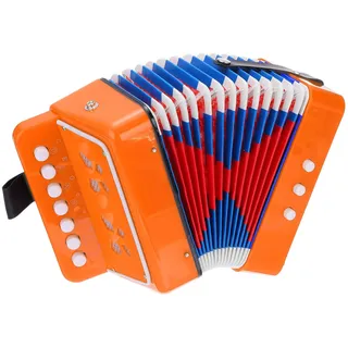 QUARKZMAN Knopfakkordeon 10 Tasten Ziehharmonika Mini Musikinstrument Geschenke für Erwachsene Anfänger, Orange