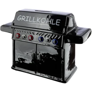 GILDE Spardose Mann Grill Geschenke für Männer – Sparschwein Grill Kohle Geschenkideen zum Vatertag Männertagsgeschenk Schwarz 18 x 5,5 cm Höhe 14 cm