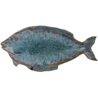Butlers Deko-Teller Taverna Fisch - Steingut - Blau , Keramik , 3.5 cm , Dekoration, Dekoartikel, Dekoteller & -tabletts