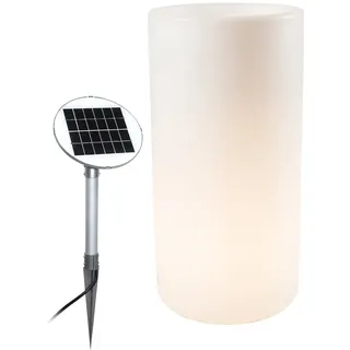 8 seasons Design Shining Elegant Pot XL, Solar LED Pflanzkübel 39 x 78 cm (weiß), inkl. Solarmodul und LED-Leuchtmittel in warmweiß, großer beleuchteter Pflanzkübel für außen, Blumenkübel