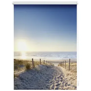 Lichtblick Seitenzugrollo Klemmfix Motiv Ostseestrand 100 x 150 cm blau/weiß