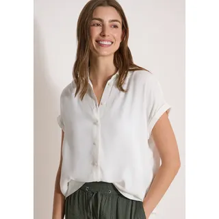 Hemdbluse CECIL, Damen, Gr. M (40), vanilleweiß, Web, Obermaterial: 100% Viskose, gemustert, bequem hüftlang, Blusen Hemdbluse, Sommerbluse, Kurzarm, weich fließende Viskose