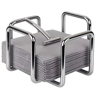 Buddy ́s Bar - Serviettenhalter, Serviettenspender für 65 Cocktailservietten, Serviettenständer, verchromtes Metall, Serviettenspender für Cocktailservietten, inkl. Beschwerer, 14 x 14 cm, 10 cm Höhe
