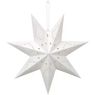 Papiersterne Weihnachts Deko, Faltstern Weihnachten, 7 zackig Papier Stern Dekoration, Weiß Weihnachtsstern zum Aufhängen, 45 cm Papier Faltsterne geeignet für Weihnachts Hochzeit Geburtstag Tischdeko