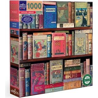 eeBoo PZTVTL Vintage Library – Buntes 1000 Teilen – Puzzle aus recyceltem Karton – Maße 58,5 cm, Mehrfarbig