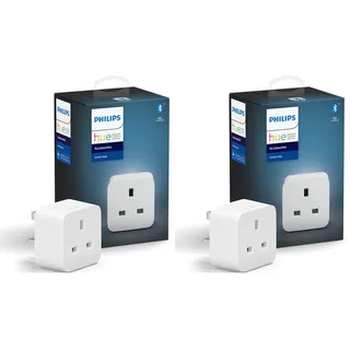 Philips Hue Smart Plug für Smart Home Automation Funktioniert mit Alexa, Google Assistant und Apple Homekit, Weiß, 1 Stück (1 Stück) (Packung mit 2)