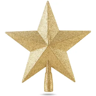 Stern Gold Christbaumspitze Baumspitze Spitze Aufstecker für Tannenbaum Tannenbaumspitze Weihnachtsbaum Weihnachten (Stern-Voll-Gold)