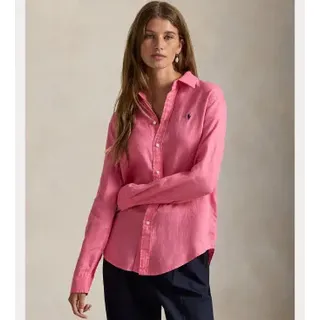 Polo Ralph Lauren für Damen. 211970730504 Classic Fit Leinenhemd rosa (XS), Lässig, Langarm