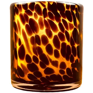 Hapton House Kerzenhalter aus Glas mit Schildpatt-Design, Votiv- und Teelichthalter, Leopardenmuster, Geparden-Druck, Tierdruck, Schildpatt-Motiv, Kerzenglas, Hochzeit, Urlaubsdekoration
