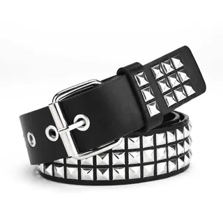 HUVZOR 1 Stück Nietengürtel Leder Metall Punk Rock Nietengürtel für Damen/Herren Punk-Ledergürtel Gotischer Gürtel Zubehör für Jeanshosen(Schwarz)