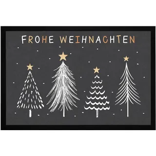 MoonWorks® Fußmatte Winter Bäume Skandi Style Frohe Weihnachten rutschfest & waschbar schwarz Schwarz 60x40cm