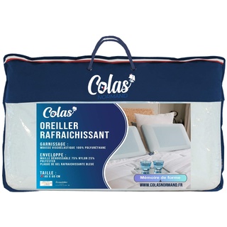 COLAS NORMAND Kissen aus Memory-Schaumstoff, 40 x 60 cm, ergonomisch, wärmeregulierend, Sommer- und Wintergesicht, Memory-Schaum, Abnehmbarer Bezug, waschbarer Bezug