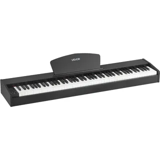 VEVOR Gewichtetes Digitalpiano, 88 Tasten vollgewichtet, E-Piano Doppeltastatur & Lautsprecher mit Notenständer, Sustain-Pedal, Aufnahmefunktion, 280 Töne, Kabellose Verbindung, für Anfänger, Schwarz